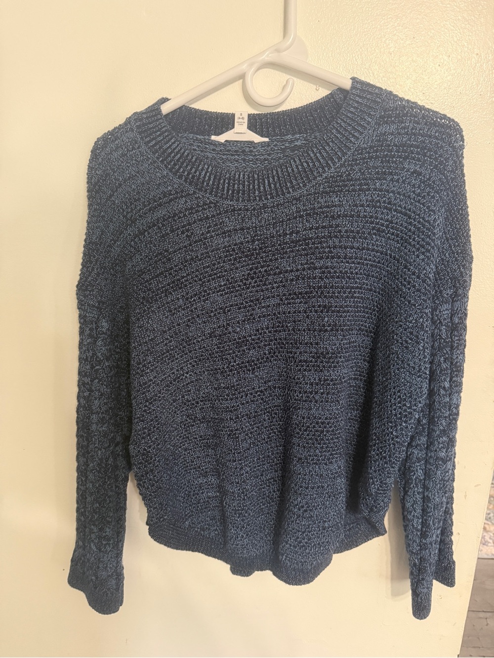 Time and Tru Navy Blue Crewneck Sweater - Textured Knit